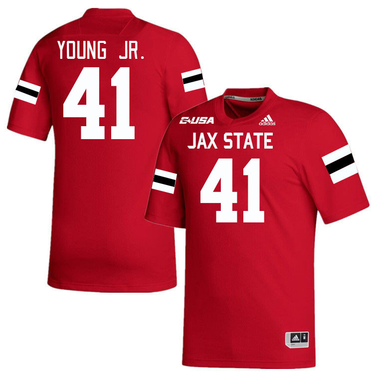 #41 Curley Young Jr. Jacksonville State Gamecocks College Football Jerseys Stitched-Red